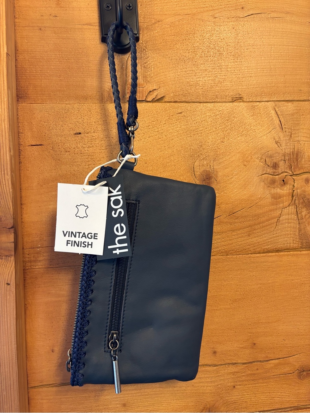 The Sak Vita Navy Braided Leather Wristlet